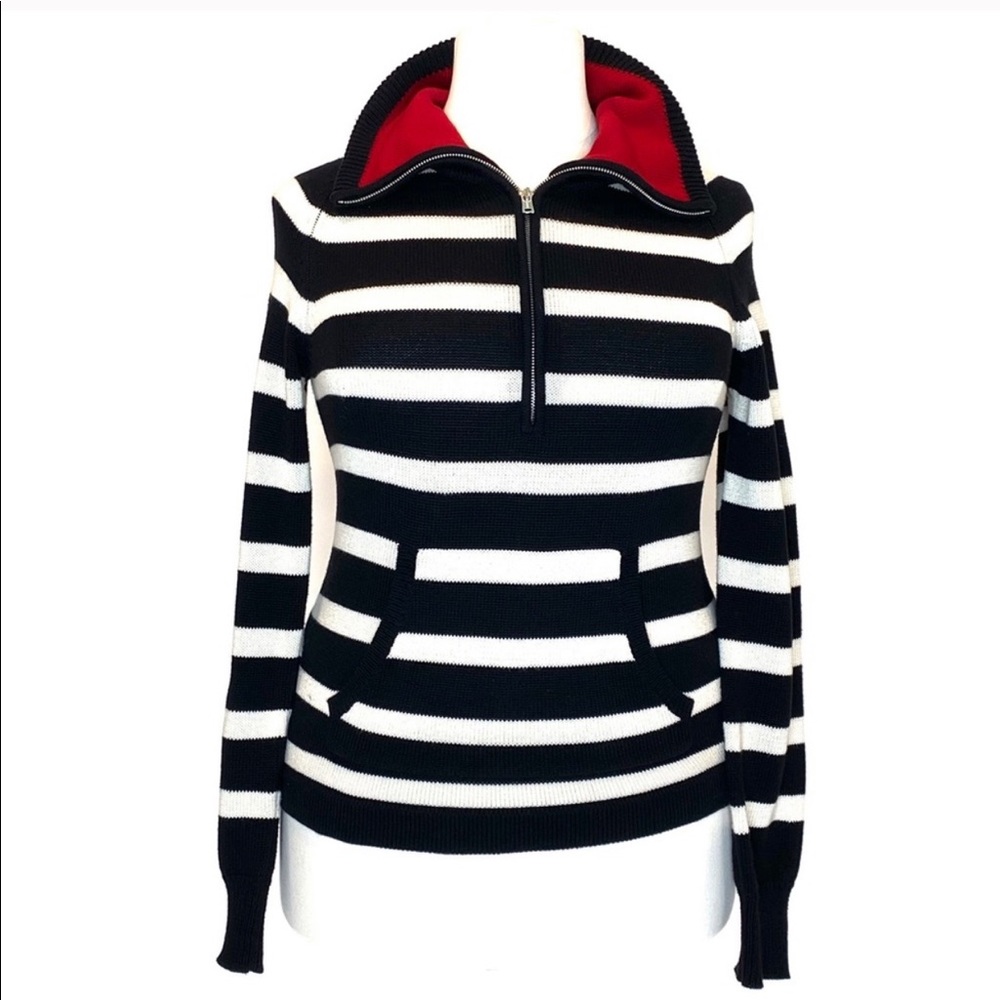 Ralph Lauren | Striped Cotton Pullover Zip Sweater
